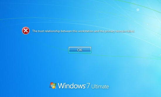 The trust relationship between this workstation and the primary domain failed
